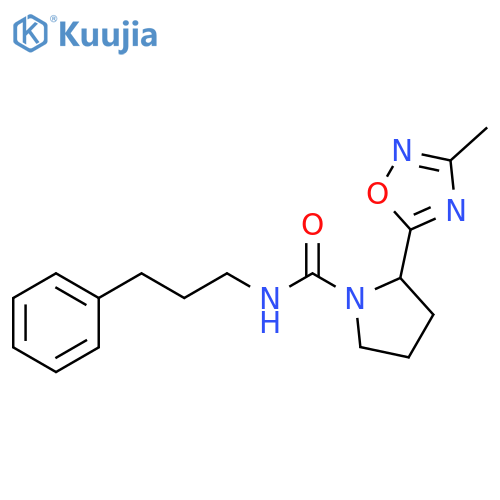 2-(3-methyl-1,2,4-oxadiazol-5-yl)-N-(3-phenylpropyl)pyrrolidine-1-carboxamide structure