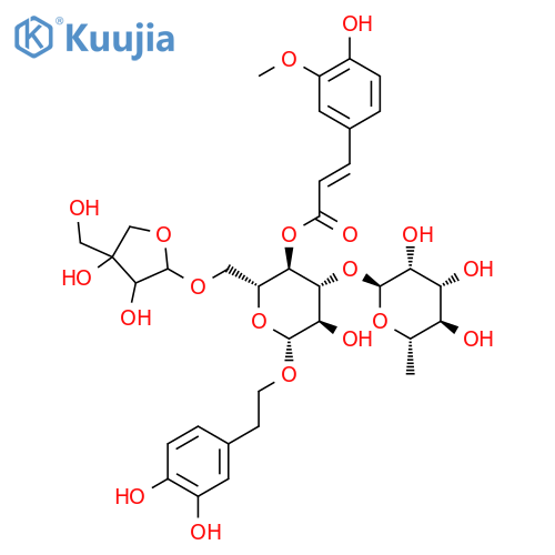 b-D-Glucopyranoside,2-(3,4-dihydroxyphenyl)ethyl O-D-apio-b-D-furanosyl-(1&reg;6)-O-[6-deoxy-a-L-mannopyranosyl-(1&reg;3)]-,4-[(2E)-3-(4-hydroxy-3-methoxyphenyl)-2-propenoate] structure