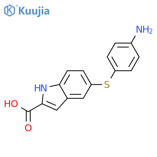 1H-Indole-2-carboxylic acid, 5-[(4-aminophenyl)thio]- structure