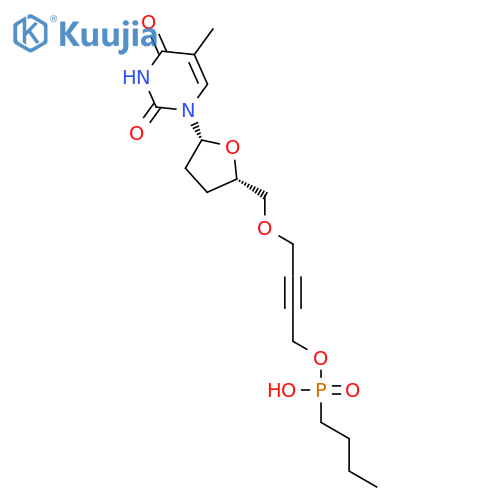 Thymidine, 5'-O-[4-[(butylhydroxyphosphinyl)oxy]-2-butynyl]-3'-deoxy- structure