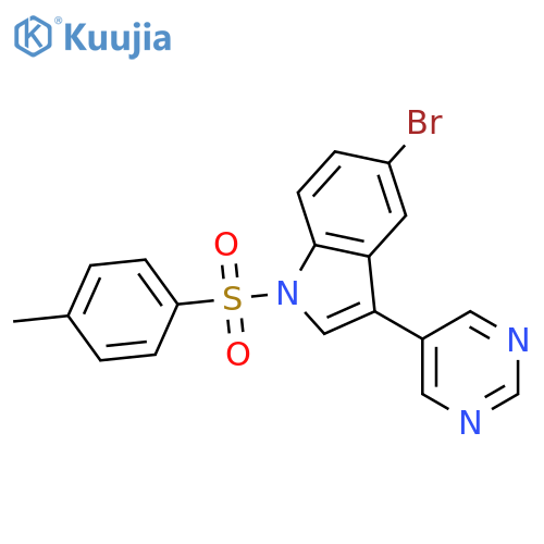 1H-INDOLE, 5-BROMO-1-[(4-METHYLPHENYL)SULFONYL]-3-(5-PYRIMIDINYL)- structure