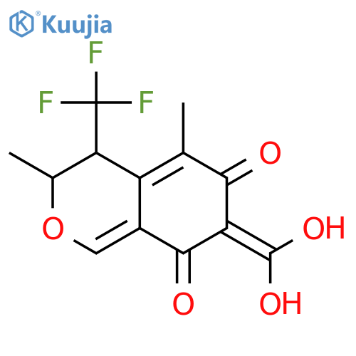 3H-2-Benzopyran-7-carboxylicacid, 4,6-dihydro-8-hydroxy-3,5-dimethyl-6-oxo-4-(trifluoromethyl)- structure