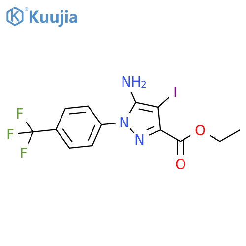 Ethyl 5-amino-4-iodo-1-[4-(trifluoromethyl)phenyl]pyrazole-3-carboxylate structure