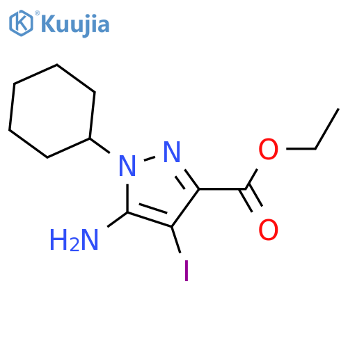 Ethyl 5-amino-1-cyclohexyl-4-iodo-pyrazole-3-carboxylate structure