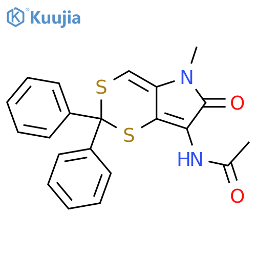 Acetamide, N-(5,6-dihydro-5-methyl-6-oxo-2,2-diphenyl-1,3-dithiino[5,4-b]pyrrol-7-yl)- structure