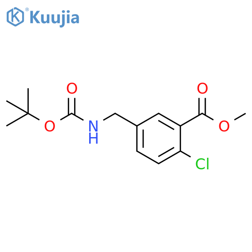 Benzoic acid, 2-chloro-5-[[[(1,1-dimethylethoxy)carbonyl]amino]methyl]-, methyl ester structure