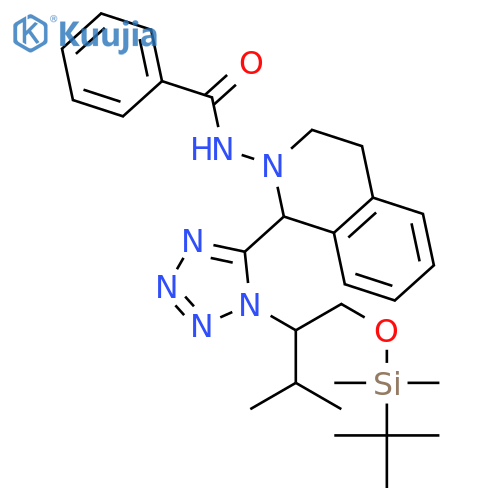 Benzamide, N-[(1R)-1-[1-[(1S)-1-[[[(1,1-dimethylethyl)dimethylsilyl]oxy]methyl]-2-methylpropyl]-1H-tetrazol-5-yl]-3,4-dihydro-2(1H)-isoquinolinyl]- structure