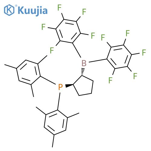 rel-[(1R,2R)-2-[Bis(2,3,4,5,6-pentafluorophenyl)boryl]cyclopentyl]bis(2,4,6-trimethylphenyl)phosphine structure