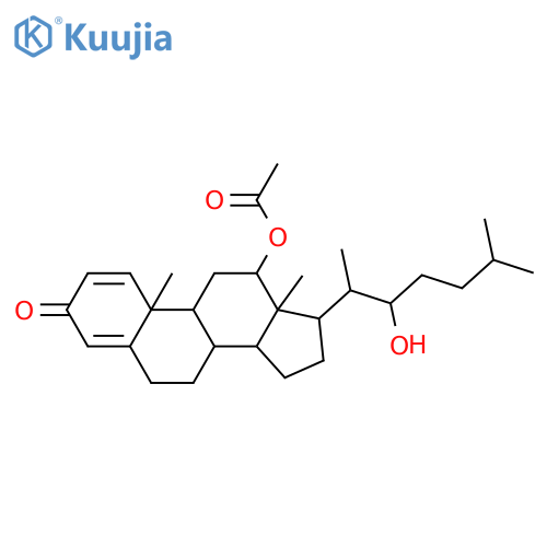 (12beta,22R)-12-acetoxy-22-hydroxy-cholesta-1,4-dien-3-one structure