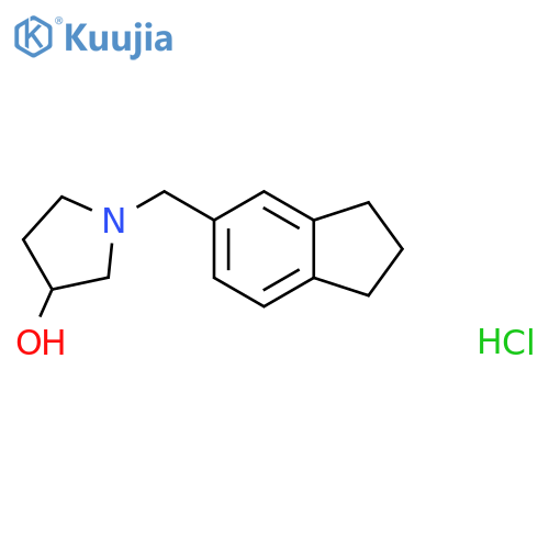 1-(indan-5-ylmethyl)pyrrolidin-3-ol;hydrochloride structure