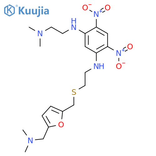 1,3-Benzenediamine,N1-[2-(dimethylamino)ethyl]-N3-[2-[[[5-[(dimethylamino)methyl]-2-furanyl]methyl]thio]ethyl]-4,6-dinitro- structure