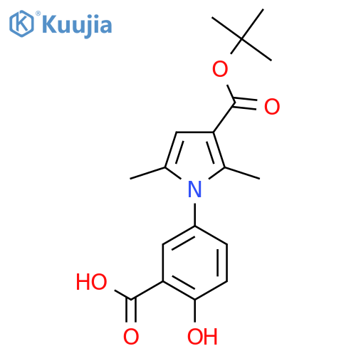 1-(3-Carboxy-4-hydroxy-phenyl)-2,5-dimethyl-1H-pyrrole-3-carboxylic acid tert-butyl ester structure
