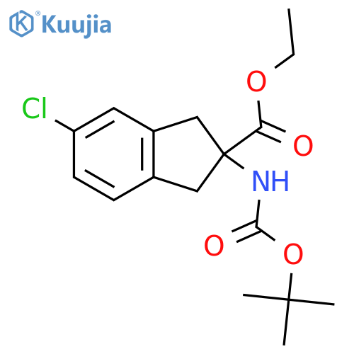 Ethyl 2-(boc-amino)-5-chloro-2,3-dihydro-1H-indene-2-carboxylate structure