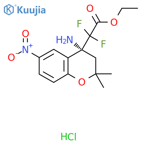 (R)-Ethyl 2-(4-amino-2,2-dimethyl-6-nitrochroman-4-yl)-2,2-difluoroacetate hydrochloride structure