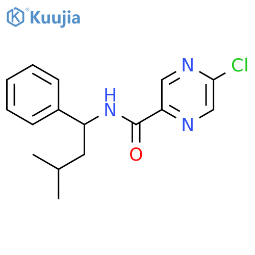 5-chloro-N-(3-methyl-1-phenylbutyl)pyrazine-2-carboxamide structure