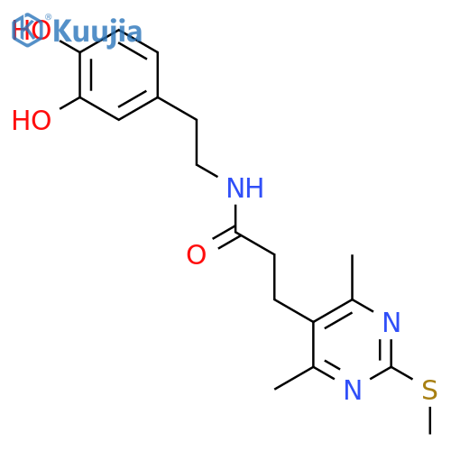 N-[2-(3,4-dihydroxyphenyl)ethyl]-3-[4,6-dimethyl-2-(methylsulfanyl)pyrimidin-5-yl]propanamide structure