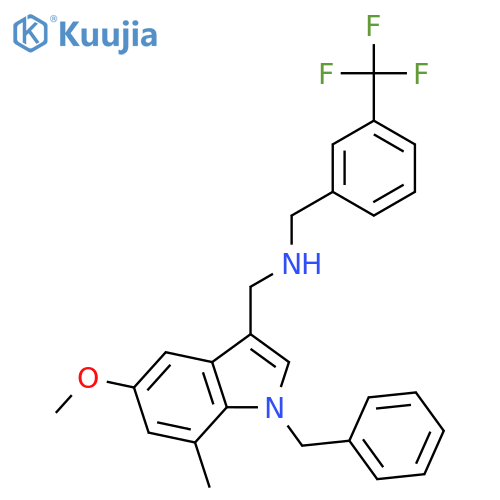 1H-INDOLE-3-METHANAMINE, 5-METHOXY-7-METHYL-1-(PHENYLMETHYL)-N-[[3-(TRIFLUOROMETHYL)PHENYL]METHYL]- structure