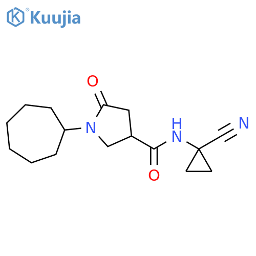 3-Pyrrolidinecarboxamide, N-(1-cyanocyclopropyl)-1-cycloheptyl-5-oxo- structure