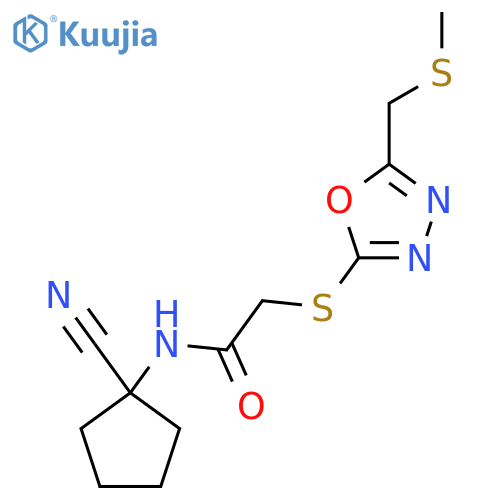 N-(1-cyanocyclopentyl)-2-({5-(methylsulfanyl)methyl-1,3,4-oxadiazol-2-yl}sulfanyl)acetamide structure