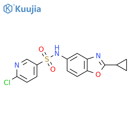 6-chloro-N-(2-cyclopropyl-1,3-benzoxazol-5-yl)pyridine-3-sulfonamide structure