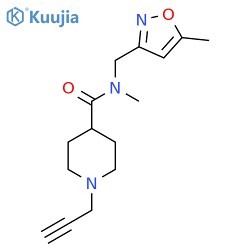 N-methyl-N-(5-methyl-1,2-oxazol-3-yl)methyl-1-(prop-2-yn-1-yl)piperidine-4-carboxamide structure