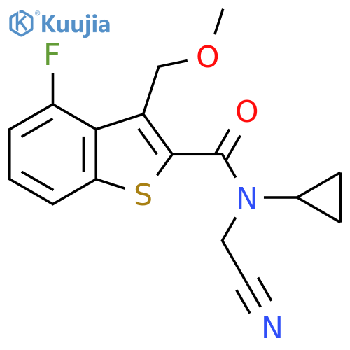 N-(cyanomethyl)-N-cyclopropyl-4-fluoro-3-(methoxymethyl)-1-benzothiophene-2-carboxamide structure