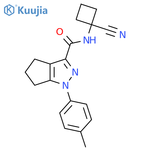 N-(1-cyanocyclobutyl)-1-(4-methylphenyl)-1H,4H,5H,6H-cyclopenta[c]pyrazole-3-carboxamide structure