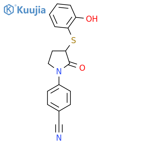 4-{3-[(2-Hydroxyphenyl)sulfanyl]-2-oxopyrrolidin-1-yl}benzonitrile structure