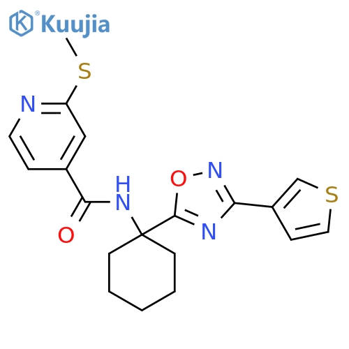 2-(methylsulfanyl)-N-{1-[3-(thiophen-3-yl)-1,2,4-oxadiazol-5-yl]cyclohexyl}pyridine-4-carboxamide structure