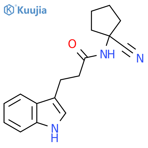 N-(1-cyanocyclopentyl)-3-(1H-indol-3-yl)propanamide structure