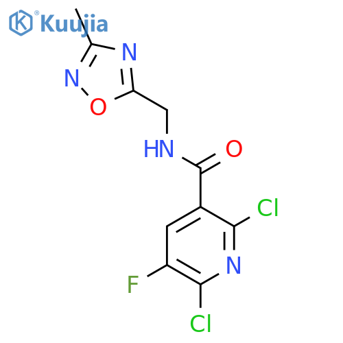 2,6-dichloro-5-fluoro-N-(3-methyl-1,2,4-oxadiazol-5-yl)methylpyridine-3-carboxamide structure