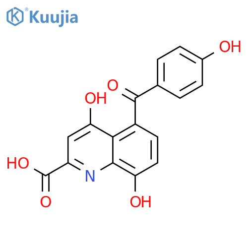 2-Quinolinecarboxylicacid, 4,8-dihydroxy-5-(4-hydroxybenzoyl)- structure