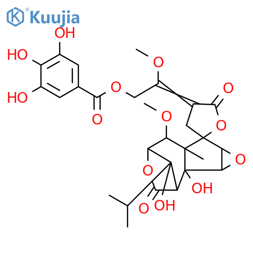 Benzoic acid,3,4,5-trihydroxy-,(2E)-2-methoxy-2-[(1'aS,1'bS,2S,2'S,5'S,6'S,6'aR,7'aR,8'R)-octahydro-1'b,8'-dihydroxy-6'-methoxy-6'a-methyl-8'-(1-methylethyl)-3',5-dioxospiro[furan-2(3H),7'-[2,5]methano[7H]oxireno[3,4]cyclopent[1,2-d]oxepin]-4(5H)-ylidene]ethylester (9CI) structure