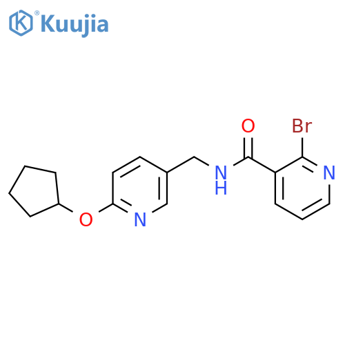2-bromo-N-{[6-(cyclopentyloxy)pyridin-3-yl]methyl}pyridine-3-carboxamide structure