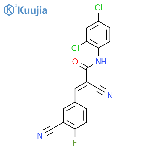 (E)-2-Cyano-3-(3-cyano-4-fluorophenyl)-N-(2,4-dichlorophenyl)prop-2-enamide structure