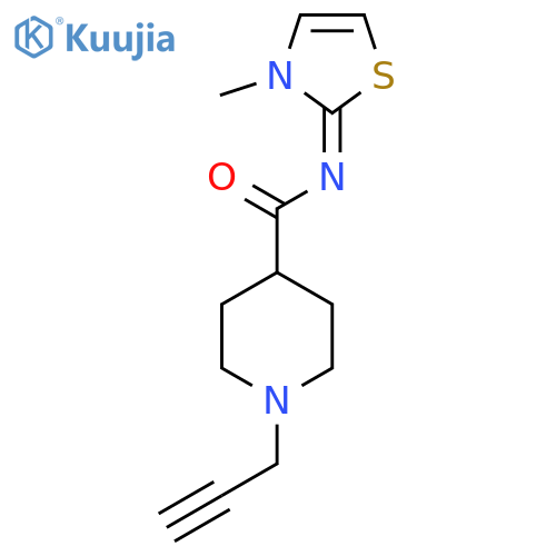 N-(3-methyl-2,3-dihydro-1,3-thiazol-2-ylidene)-1-(prop-2-yn-1-yl)piperidine-4-carboxamide structure