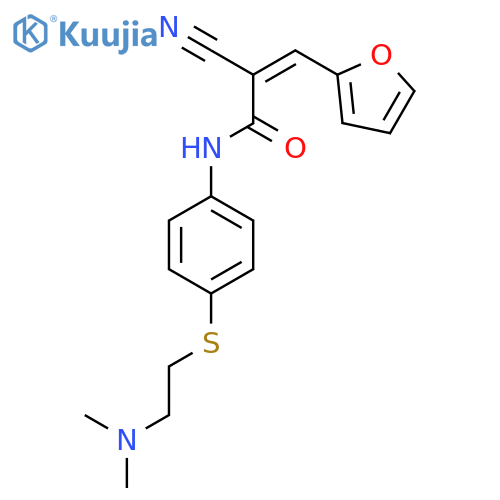 (Z)-2-Cyano-N-[4-[2-(dimethylamino)ethylsulfanyl]phenyl]-3-(furan-2-yl)prop-2-enamide structure