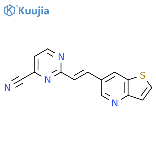 2-(2-{thieno3,2-bpyridin-6-yl}ethenyl)pyrimidine-4-carbonitrile structure