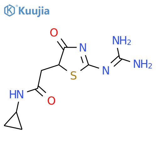 2-(2-{Amino(imino)methylamino}-4-oxo-4,5-dihydro-1,3-thiazol-5-yl)-N-cyclopropylacetamide structure