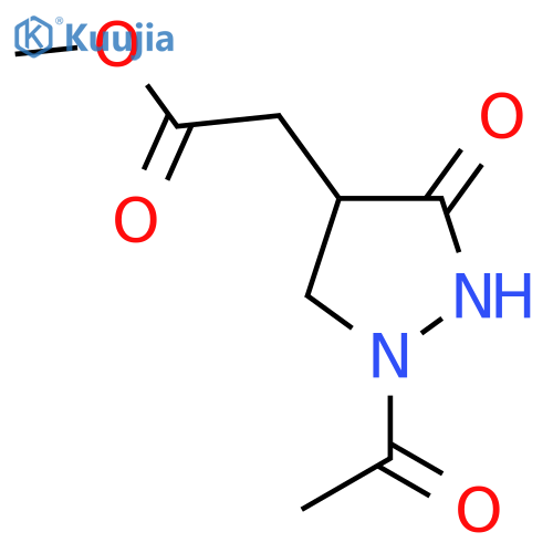 Methyl (1-acetyl-3-oxopyrazolidin-4-yl)acetate structure