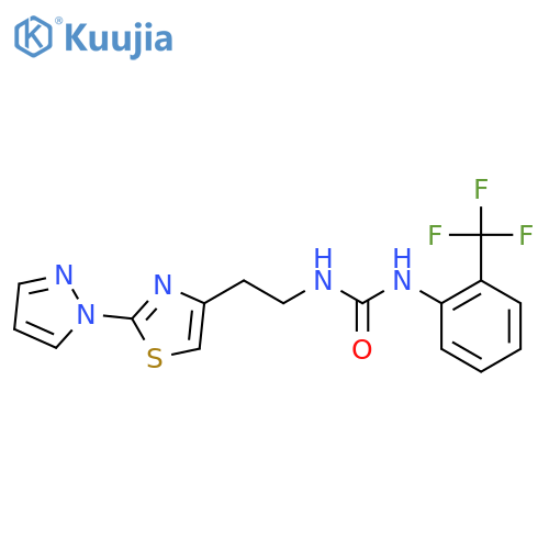 3-{2-2-(1H-pyrazol-1-yl)-1,3-thiazol-4-ylethyl}-1-2-(trifluoromethyl)phenylurea structure