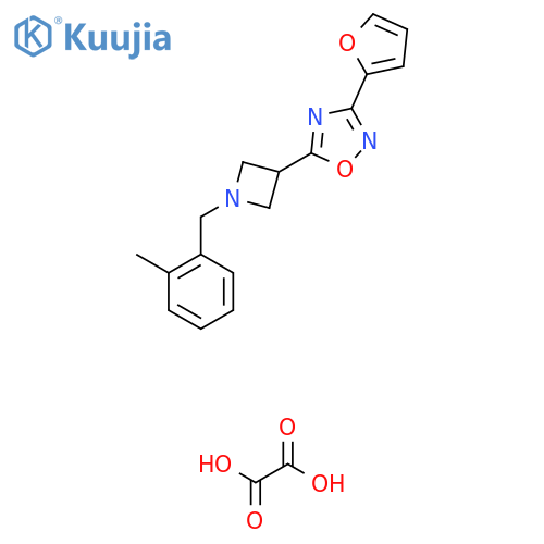 3-(furan-2-yl)-5-{1-(2-methylphenyl)methylazetidin-3-yl}-1,2,4-oxadiazole; oxalic acid structure