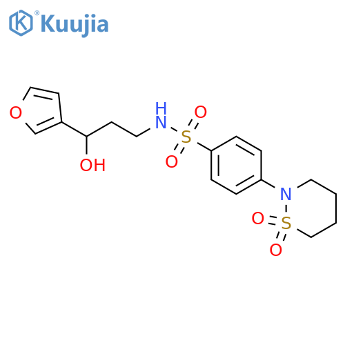 4-(1,1-dioxo-1lambda6,2-thiazinan-2-yl)-N-3-(furan-3-yl)-3-hydroxypropylbenzene-1-sulfonamide structure