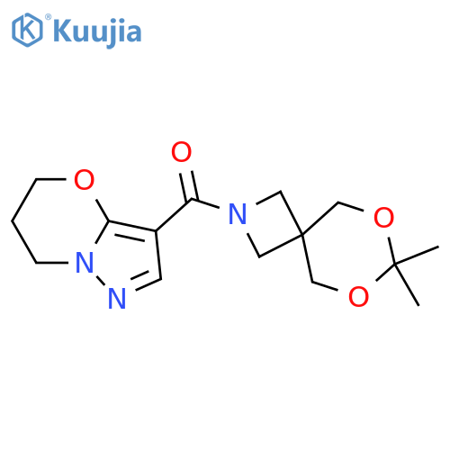 7,7-dimethyl-2-{5H,6H,7H-pyrazolo3,2-b1,3oxazine-3-carbonyl}-6,8-dioxa-2-azaspiro3.5nonane structure