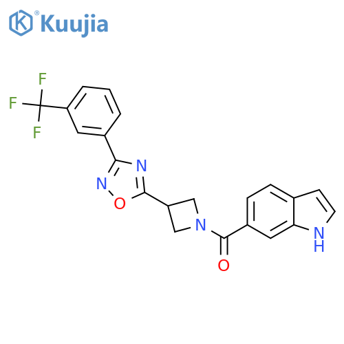6-(3-{3-3-(trifluoromethyl)phenyl-1,2,4-oxadiazol-5-yl}azetidine-1-carbonyl)-1H-indole structure