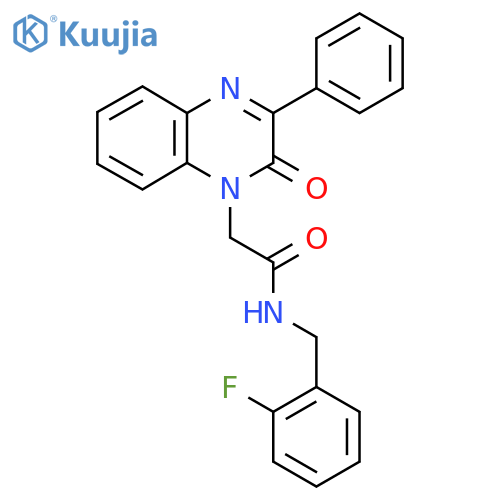 N-(2-fluorophenyl)methyl-2-(2-oxo-3-phenyl-1,2-dihydroquinoxalin-1-yl)acetamide structure