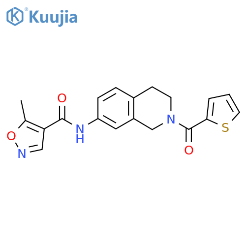 5-methyl-N-2-(thiophene-2-carbonyl)-1,2,3,4-tetrahydroisoquinolin-7-yl-1,2-oxazole-4-carboxamide structure