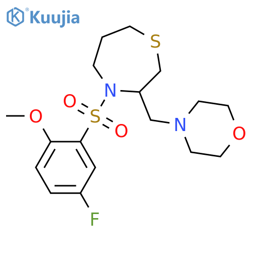 4-(5-fluoro-2-methoxybenzenesulfonyl)-3-[(morpholin-4-yl)methyl]-1,4-thiazepane structure