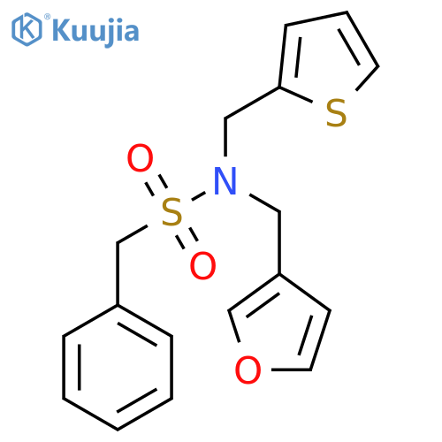 N-(furan-3-yl)methyl-1-phenyl-N-(thiophen-2-yl)methylmethanesulfonamide structure