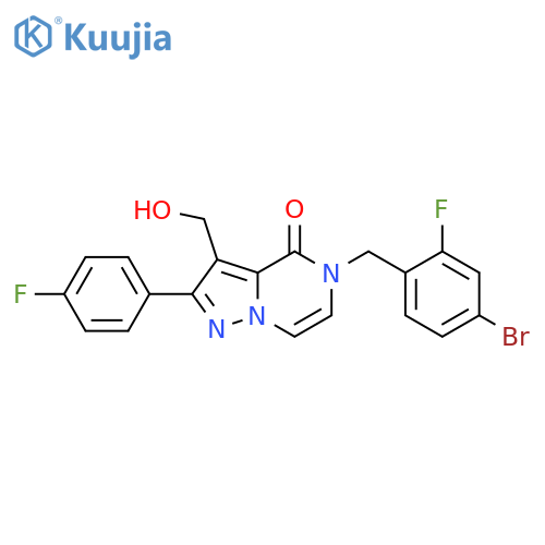 5-(4-bromo-2-fluorophenyl)methyl-2-(4-fluorophenyl)-3-(hydroxymethyl)-4H,5H-pyrazolo1,5-apyrazin-4-one structure